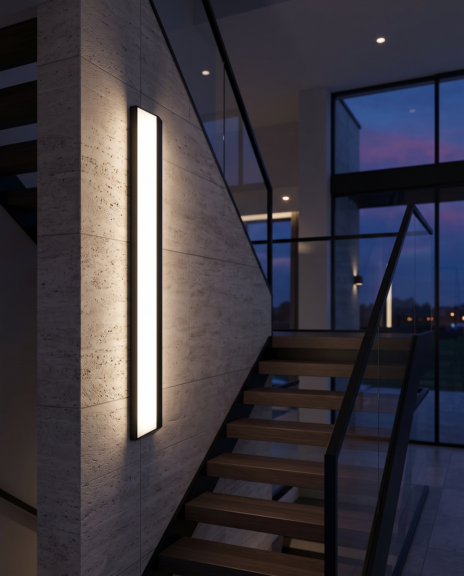 Riga Outdoor Wall Sconce Black - staircase