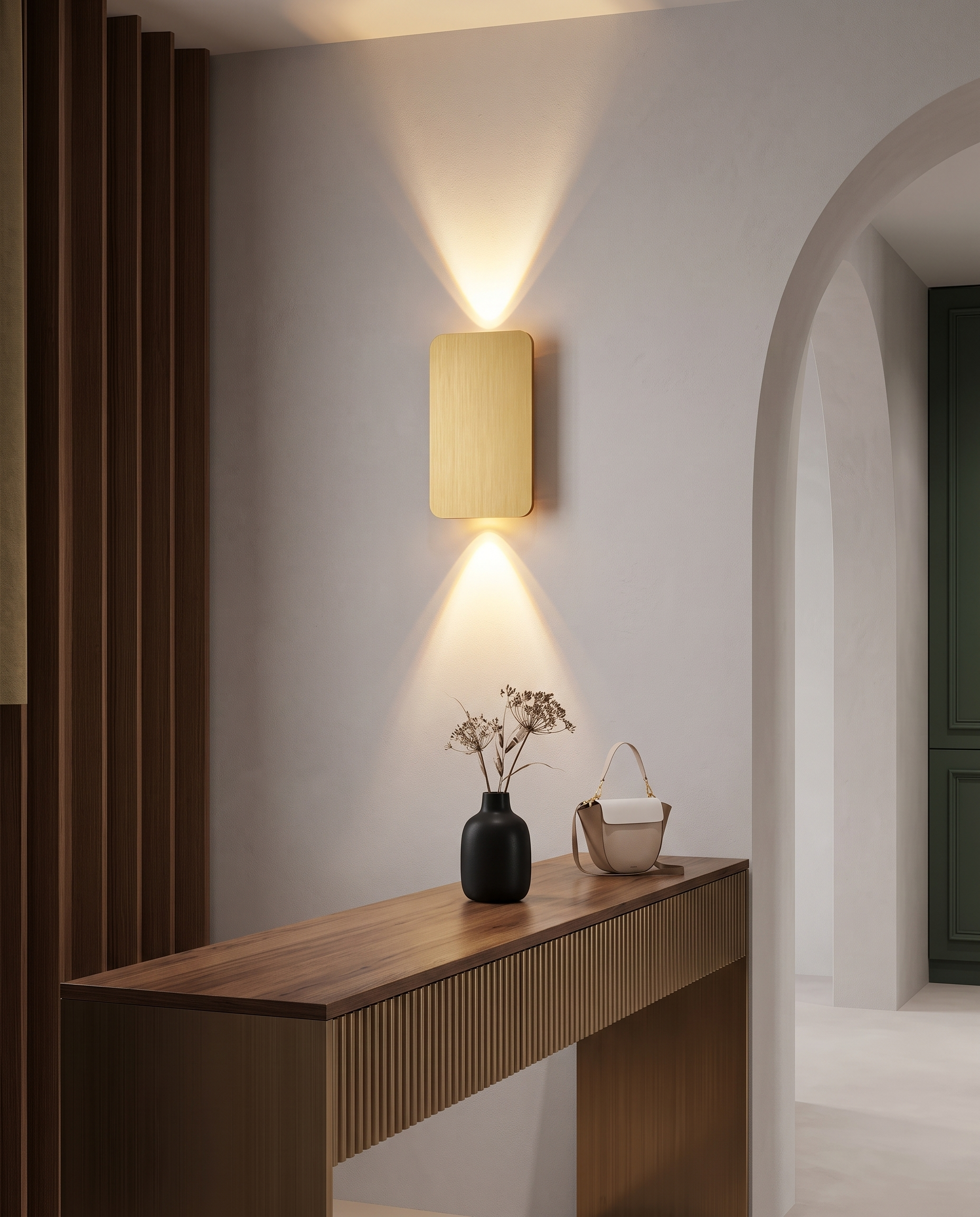 Vega Panel Wall Sconce Gold - hallway