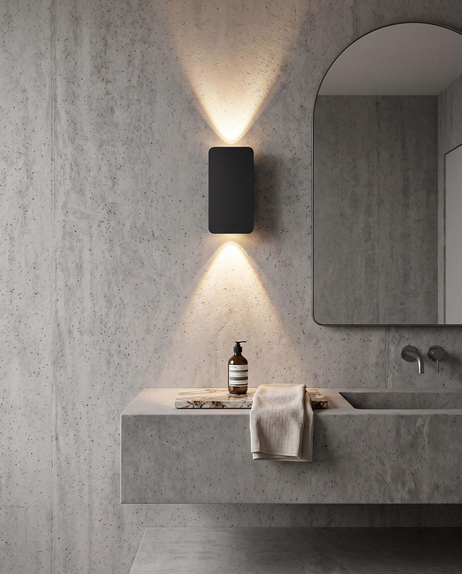 Vega Panel Wall Sconce Black - bathroom