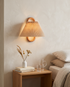 Aspen Wood Wall Sconce Beige Pleated - bedroom