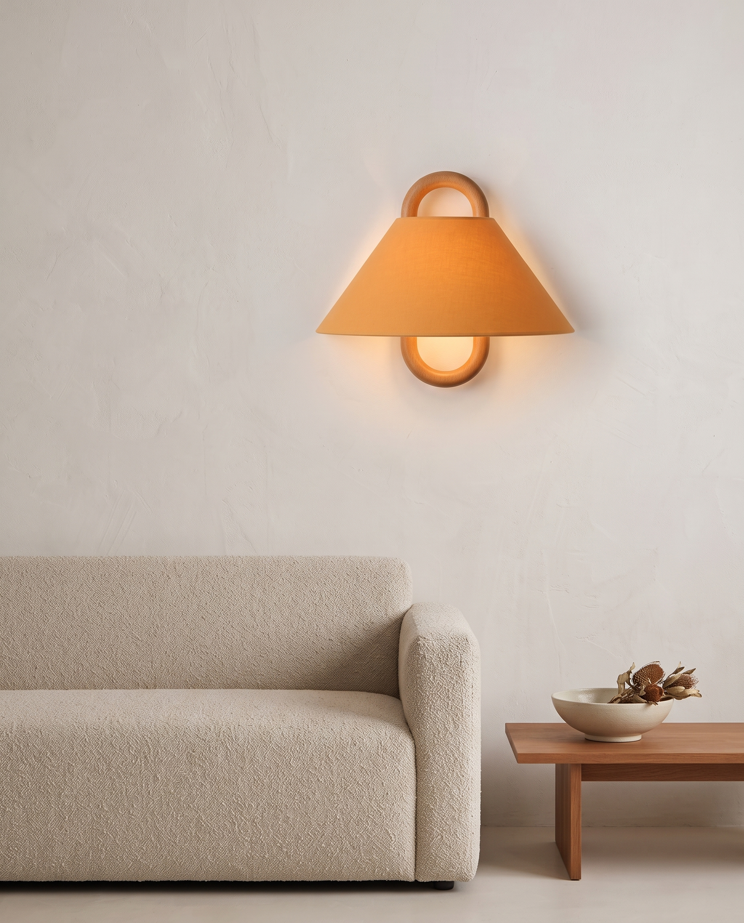 Aspen Wood Wall Sconce Apricot Flat - living room