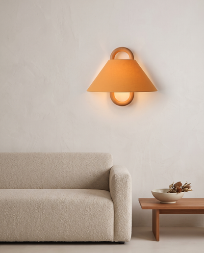 Aspen Wood Wall Sconce Apricot Flat - living room