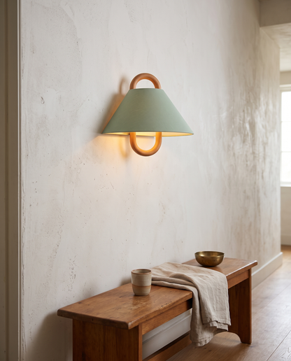 Aspen Wood Wall Sconce Green Flat - hallway