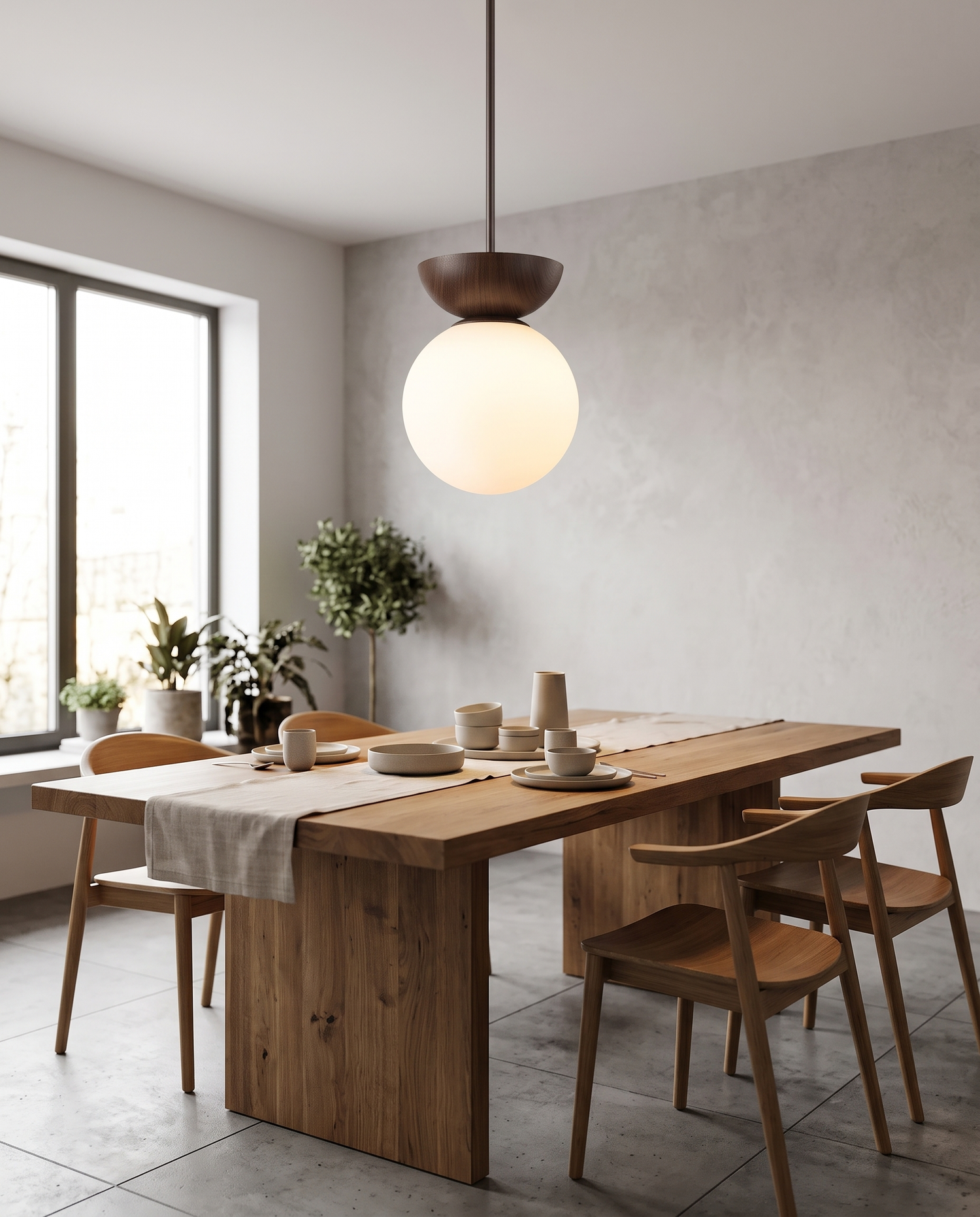 Sfera Glass Ceiling Light Pendant Wood - dining