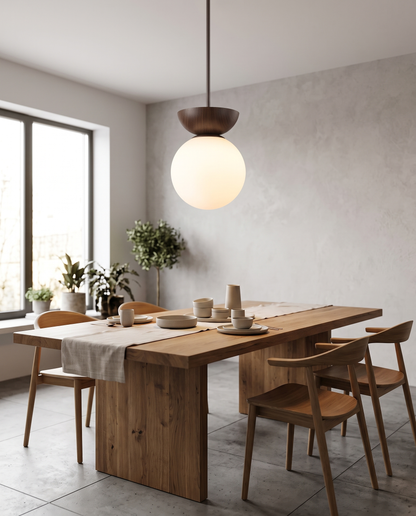Sfera Glass Ceiling Light Pendant Wood - dining