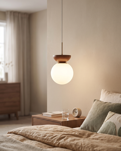 Sfera Glass Ceiling Light Pendant Wood - bedside