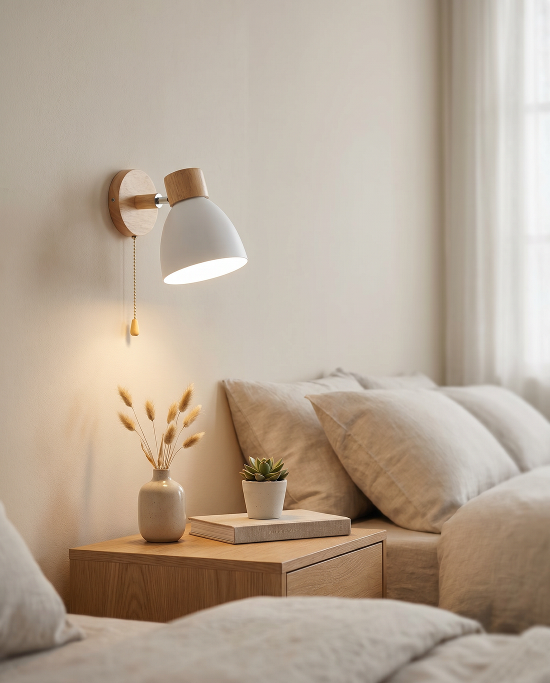 Sorbet Wall Sconce in White in a bedroom
