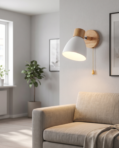 Sorbet Wall Sconce in White in a living room