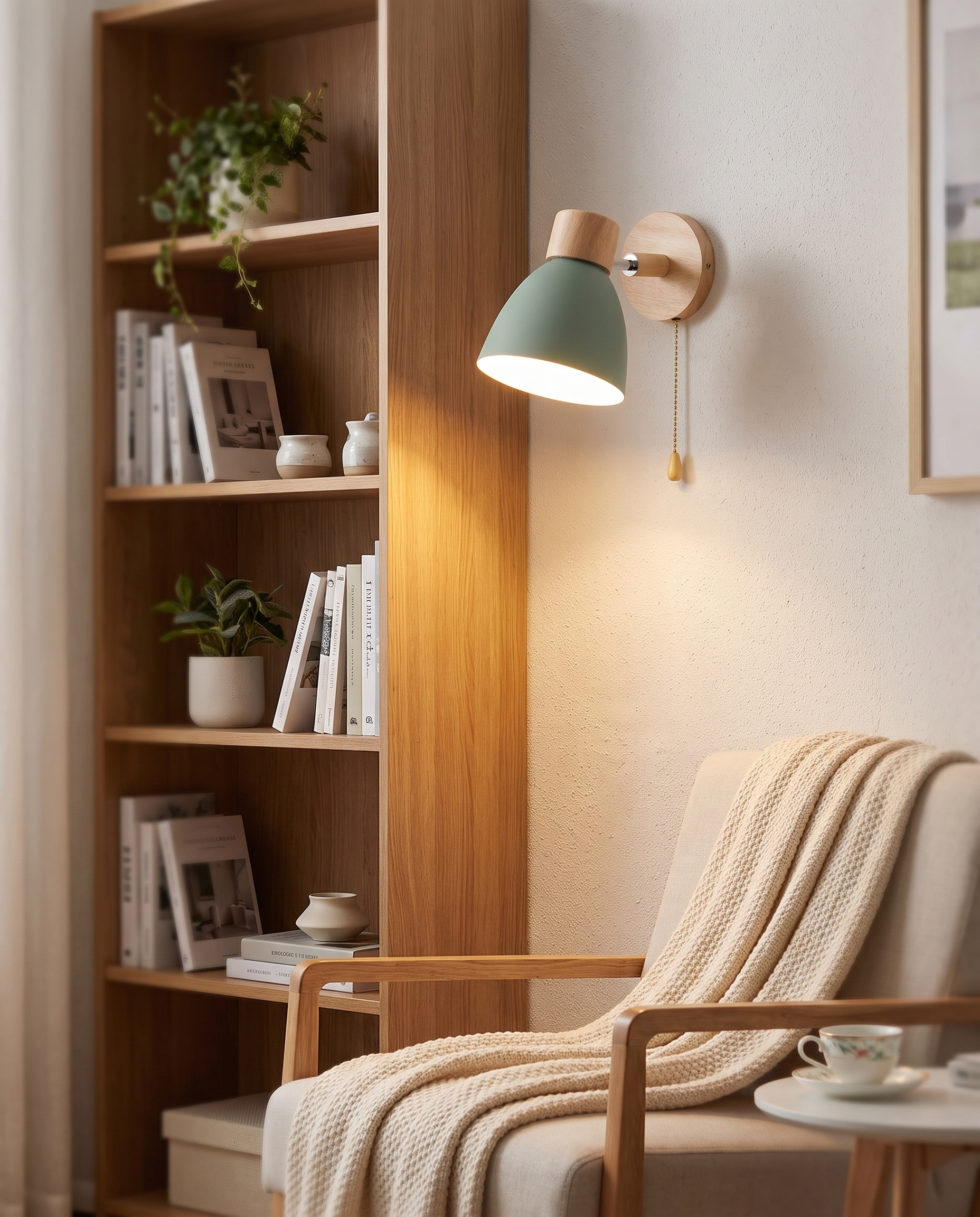Sorbet Wall Sconce in Green in a reading nook