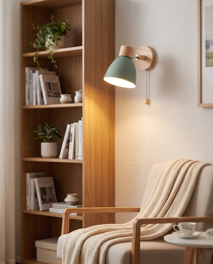 Sorbet Wall Sconce in Green in a reading nook