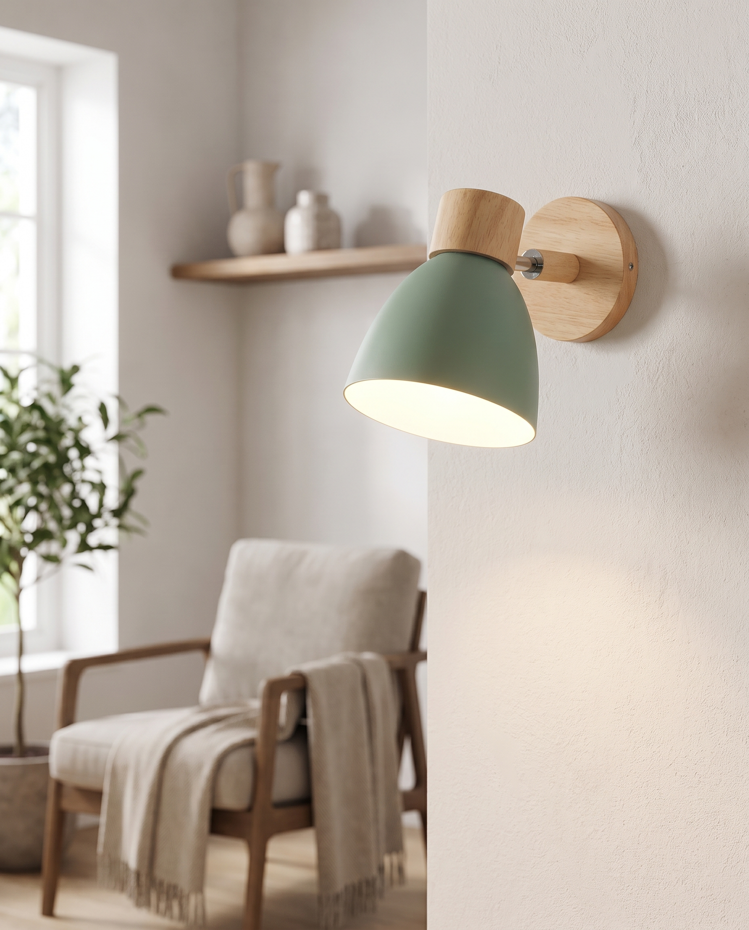 Sorbet Wall Sconce in Green in a living room