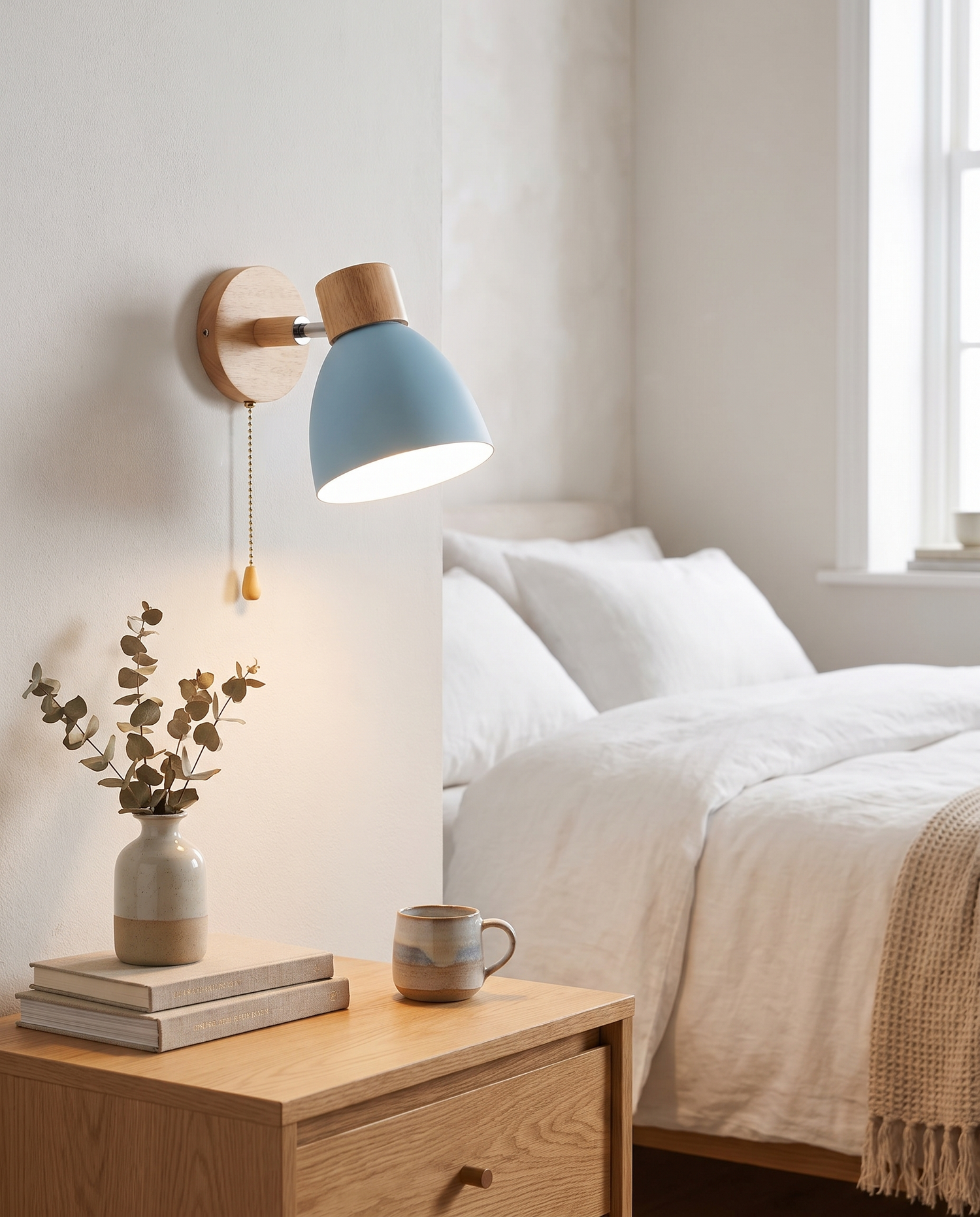 Sorbet Wall Sconce in Blue in a bedroom