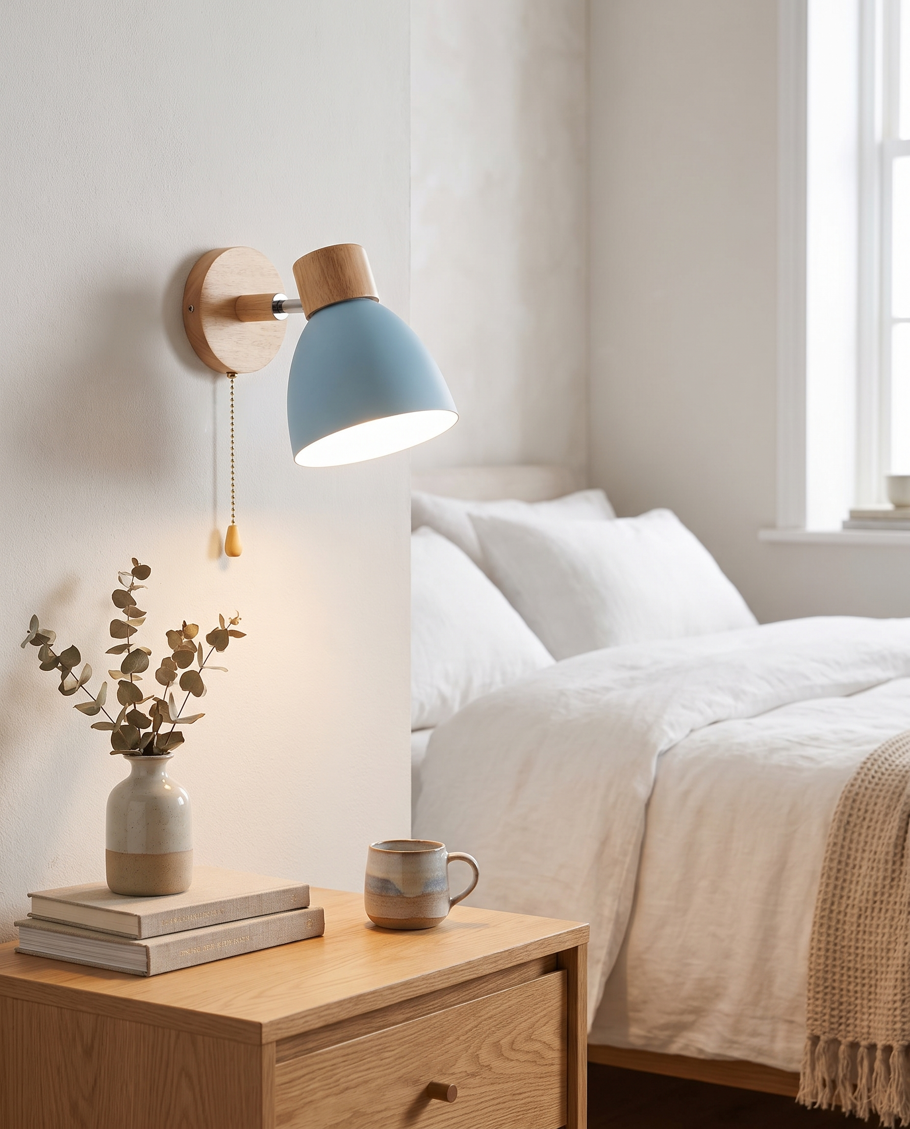 Sorbet Wall Sconce in Blue in a bedroom