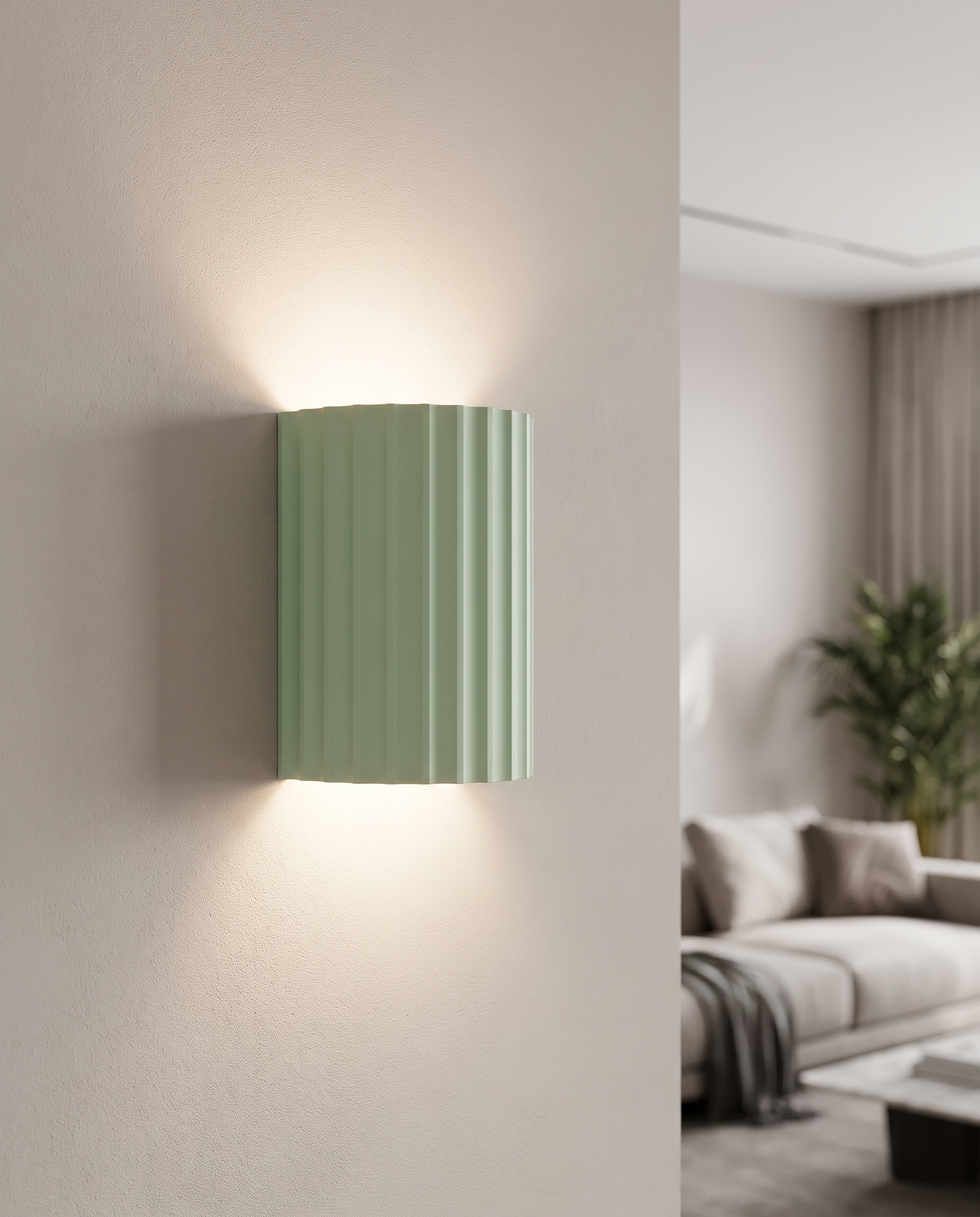Momo Wall Sconce in Green in a reading nook