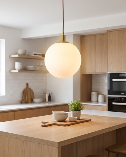 Bianca Orb Pendant Light over a dining table