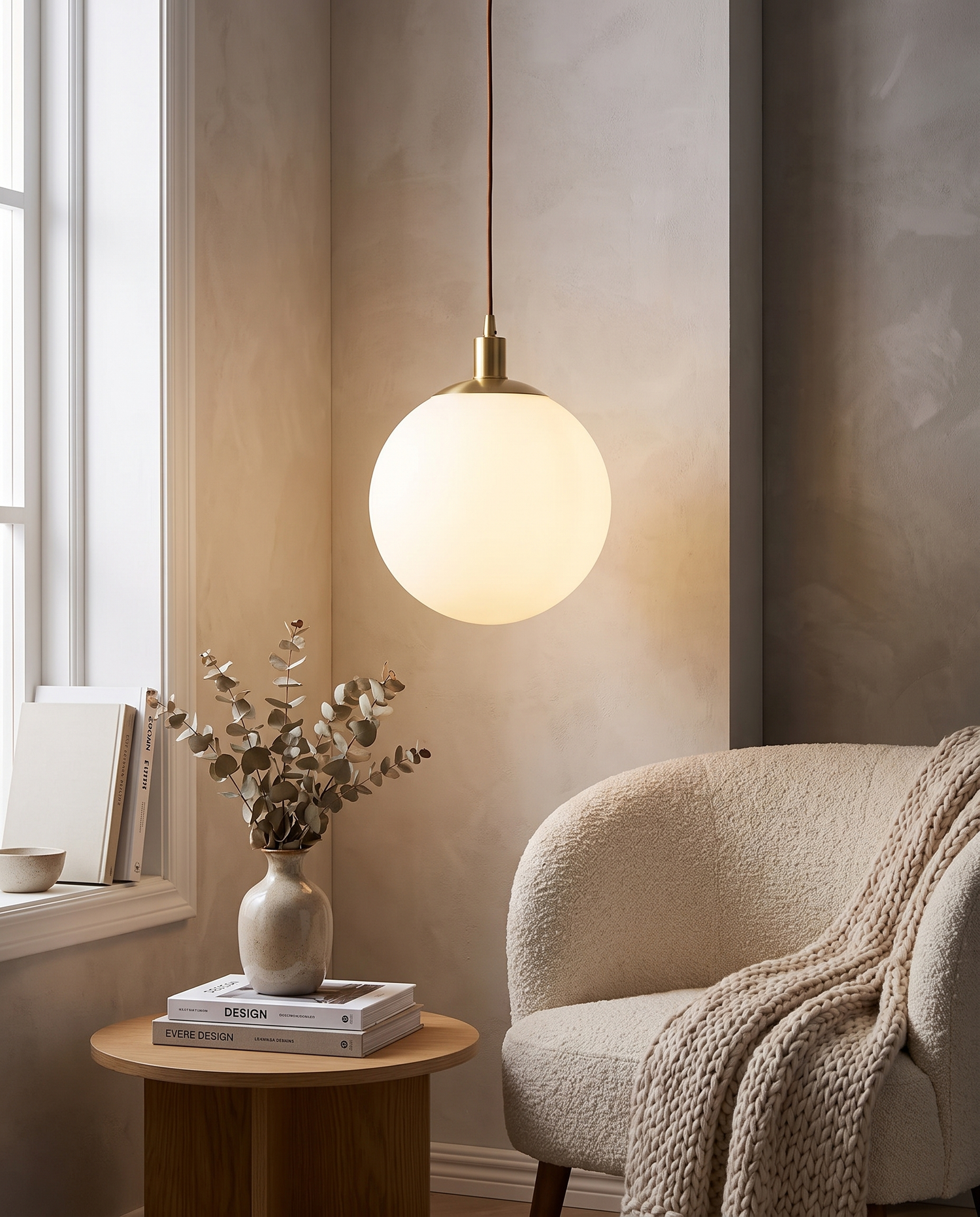 Bianca Orb Pendant Light in a living room