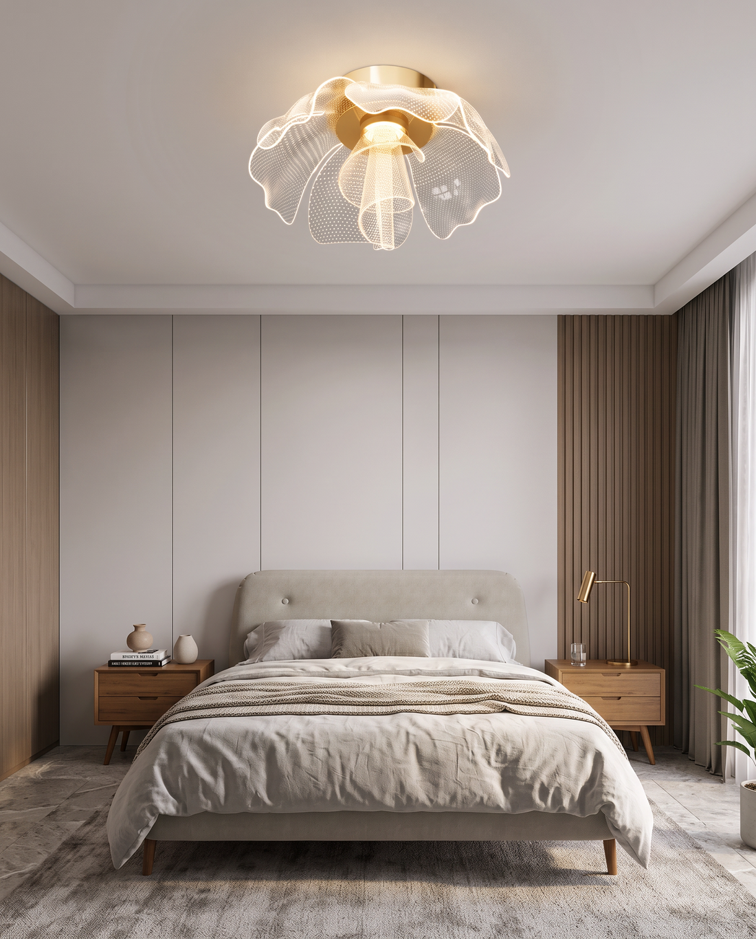 Fleur Ceiling Light in a modern bedroom
