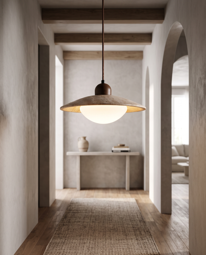Disco Travertine Pendant Light in a hallway