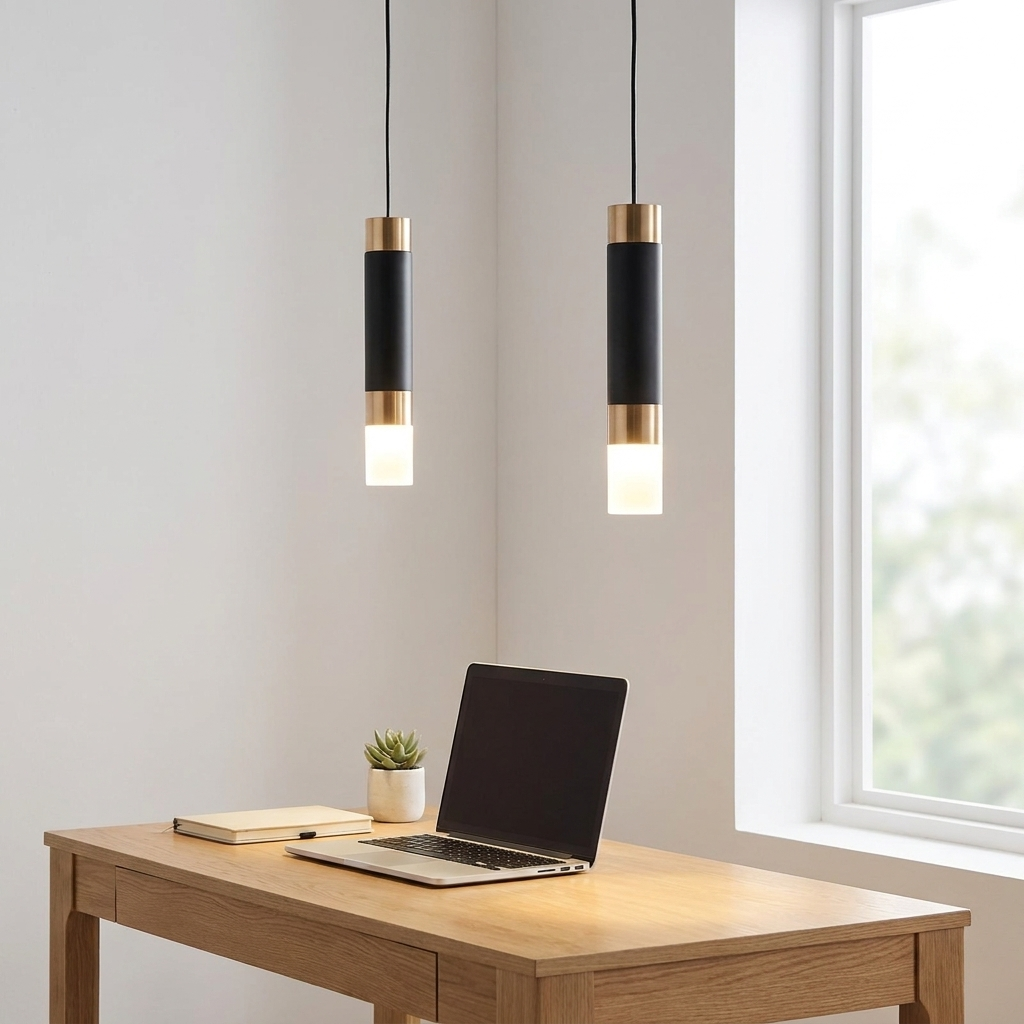 Asta Pendant (White) over a home-office desk