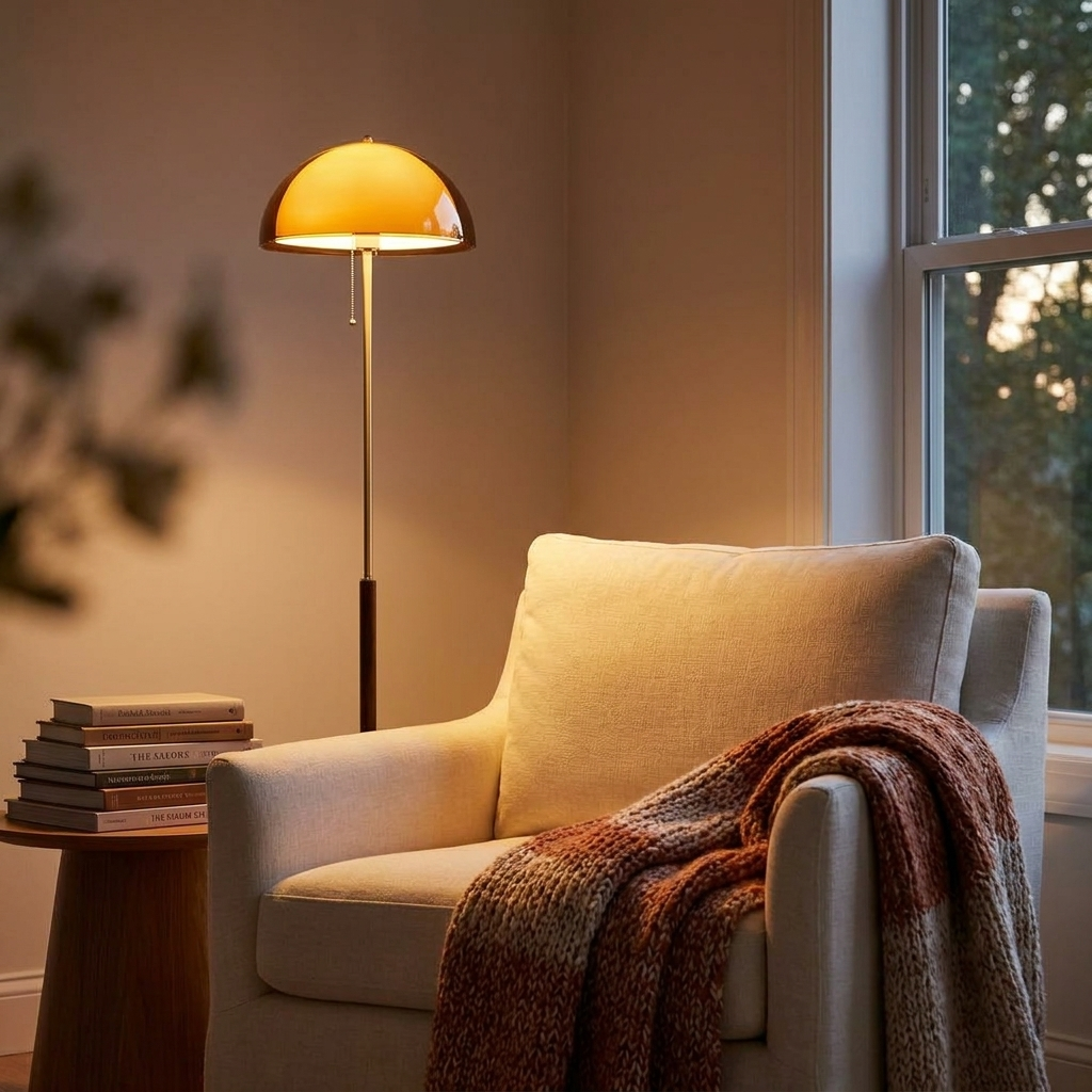 Tramonto Floor Lamp in a reading nook