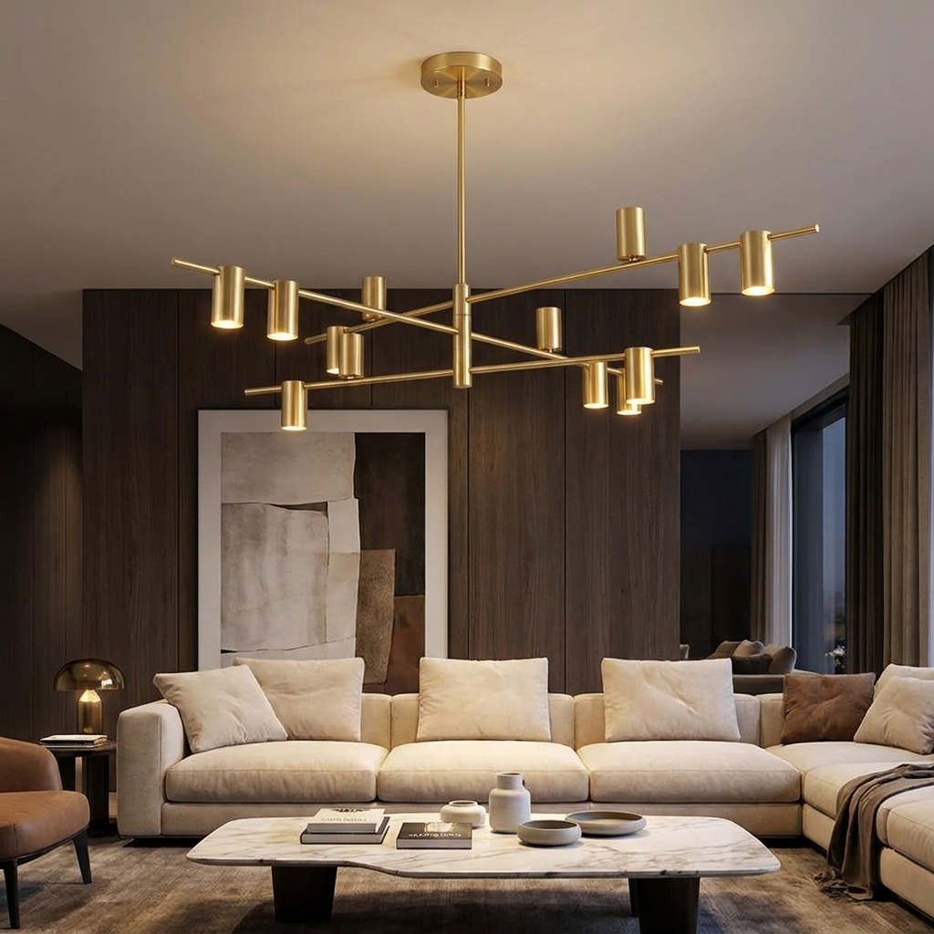Stella Sputnik Chandelier in a living room