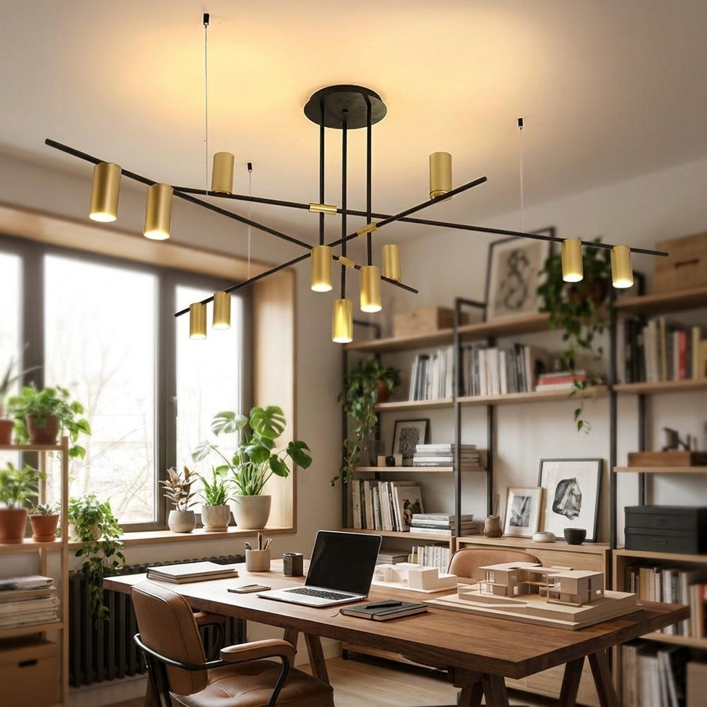 Stella Sputnik Chandelier in a home office