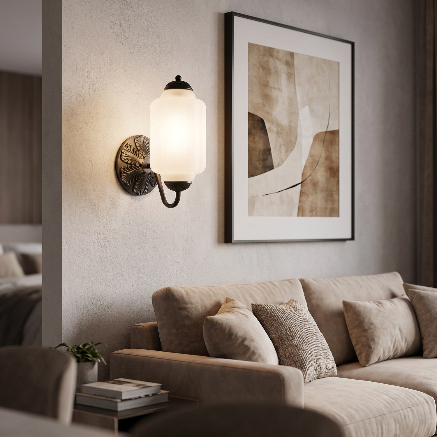 Selene wall sconce - black + frosted glass