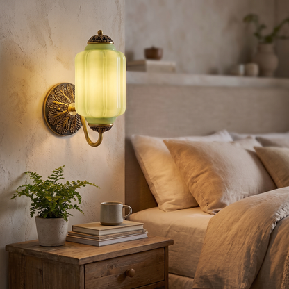 Selene wall sconce - brass + green