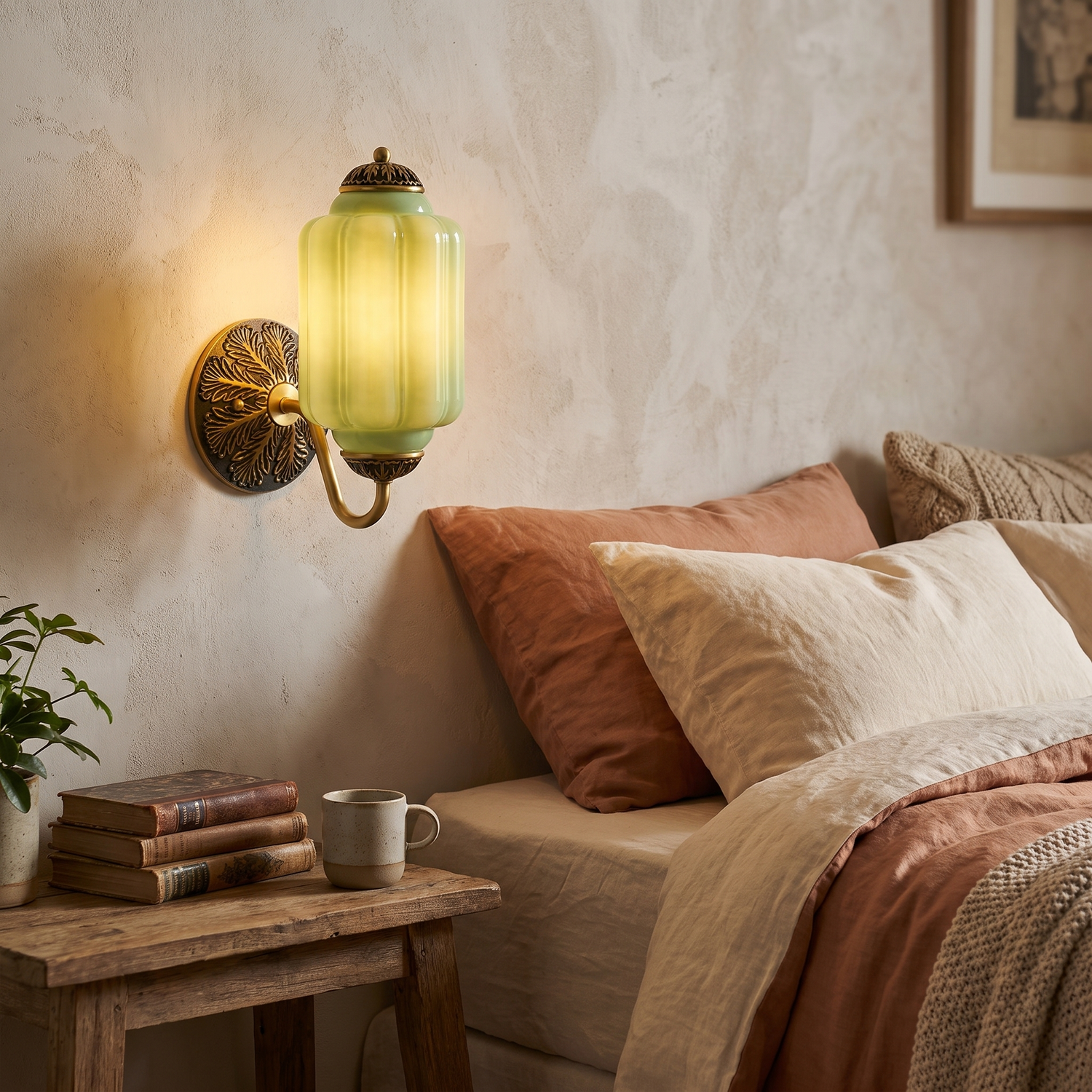 Selene wall sconce - brass + green
