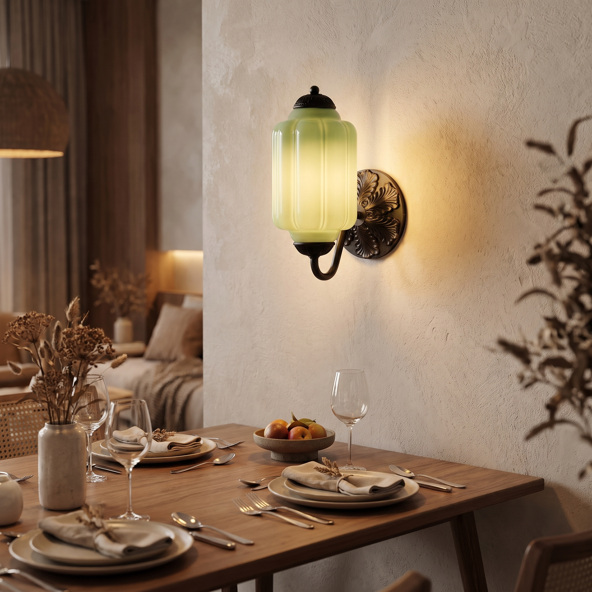 Selene wall sconce - black + green