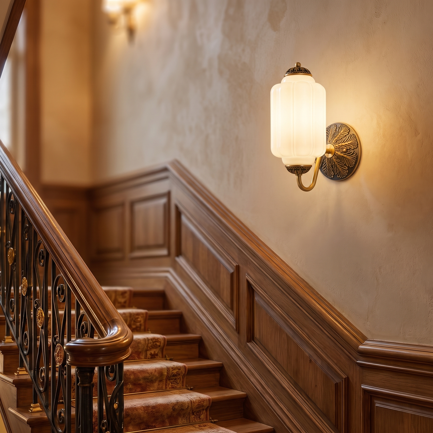 Selene wall sconce - brass + white