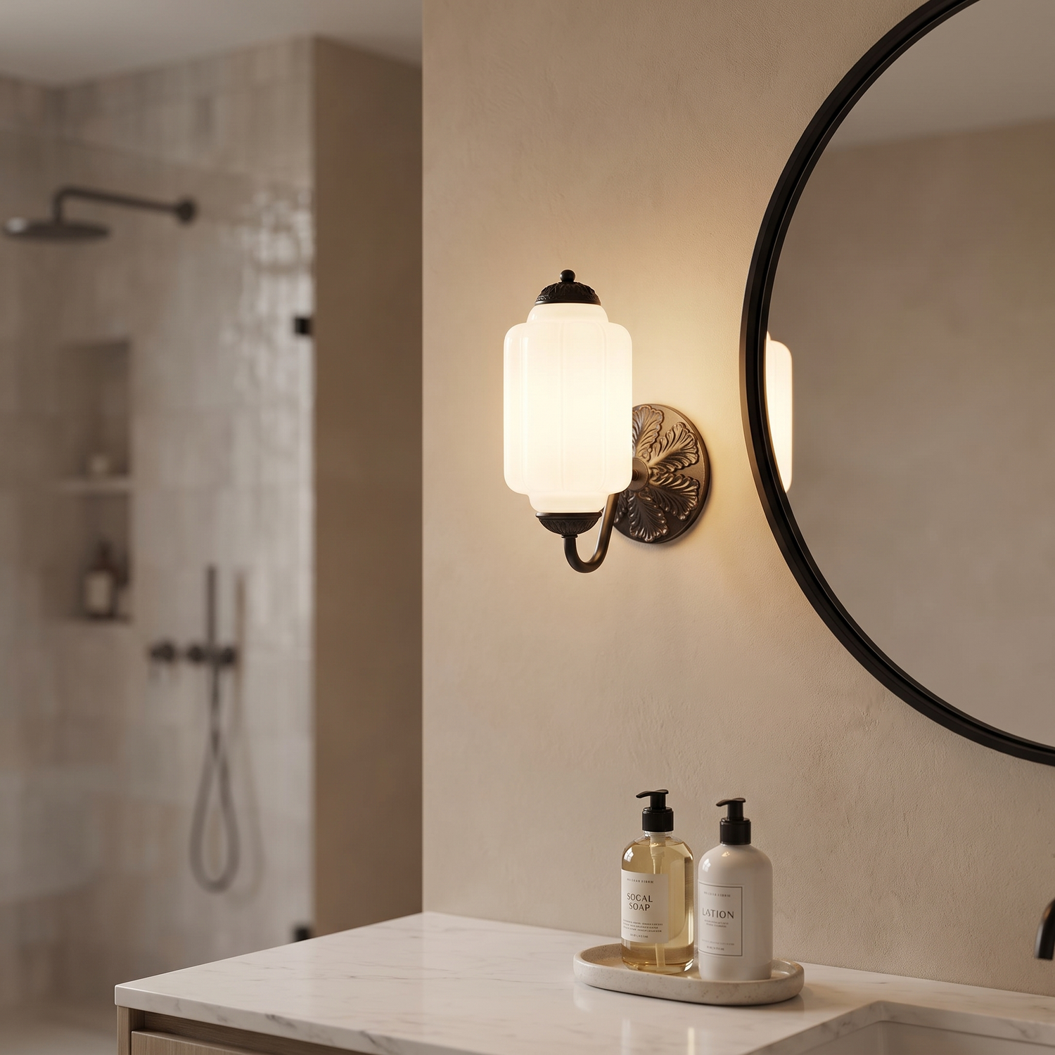 Selene wall sconce - black + white