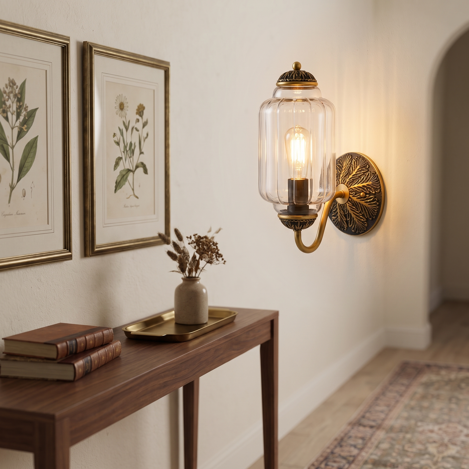Selene wall sconce - brass + clear