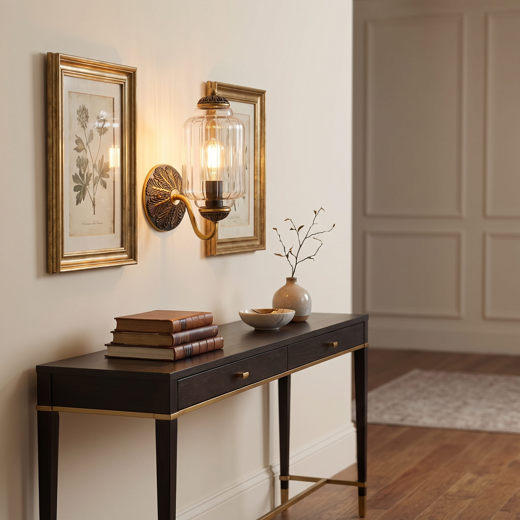 Selene wall sconce - brass + clear
