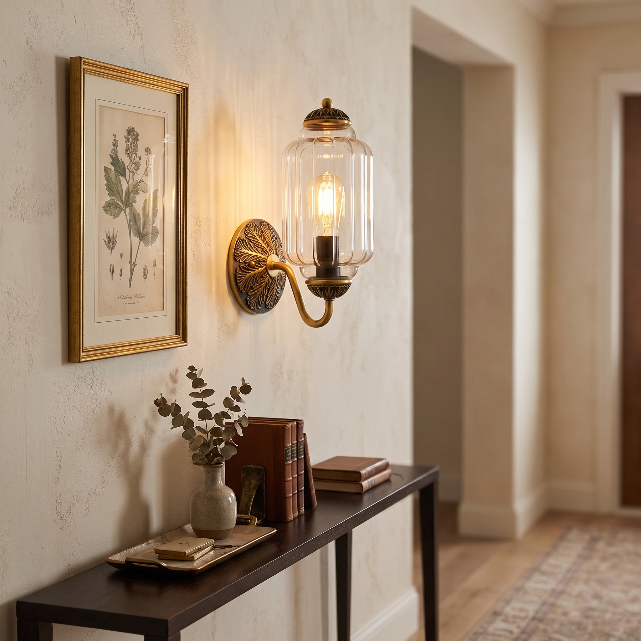 Selene wall sconce - brass + clear