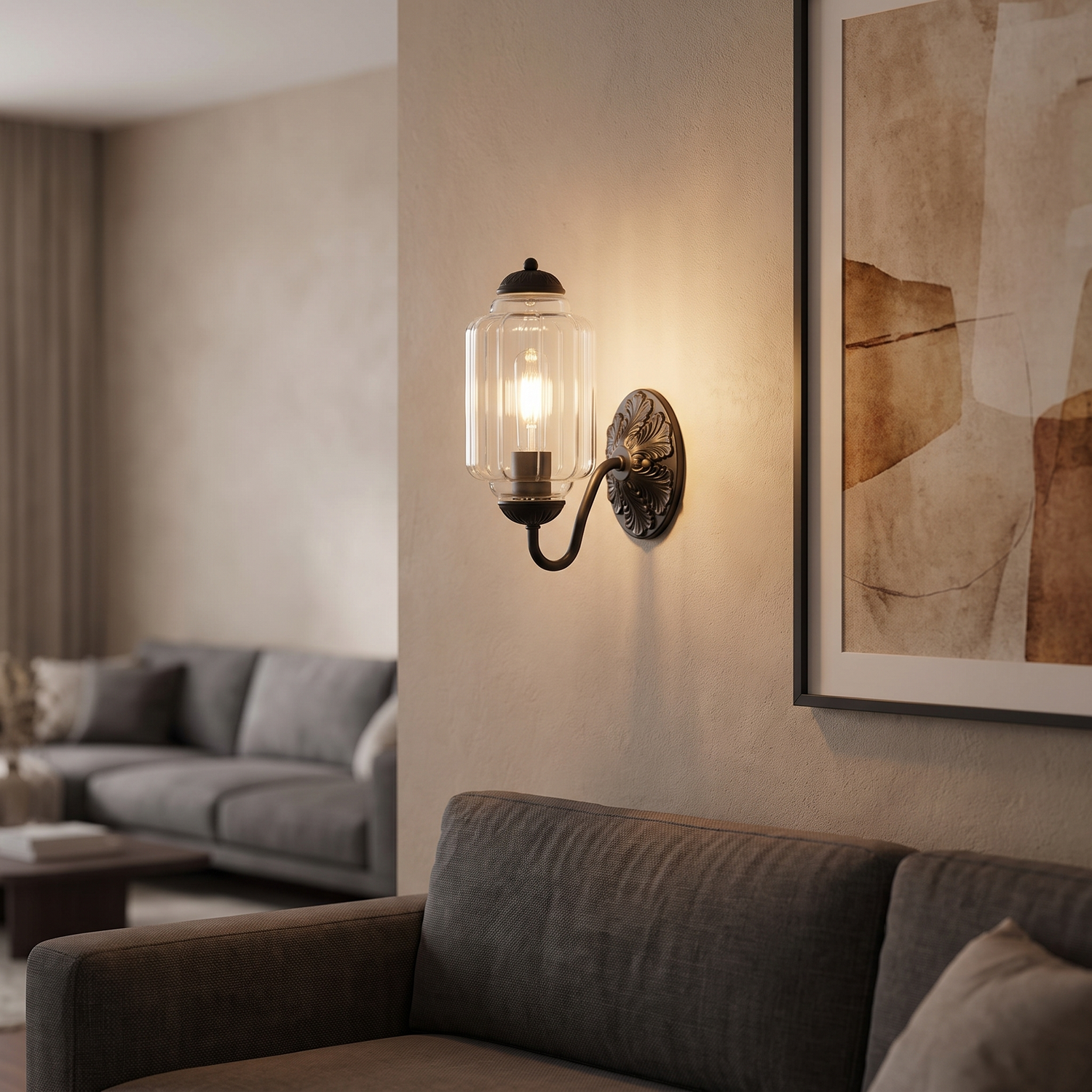 Selene wall sconce - black + clear