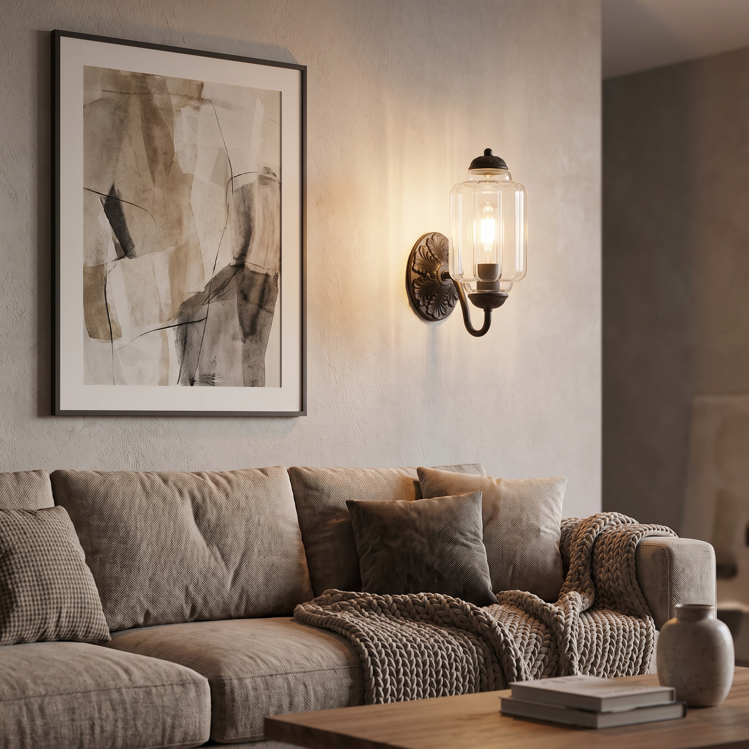 Selene wall sconce - black + clear