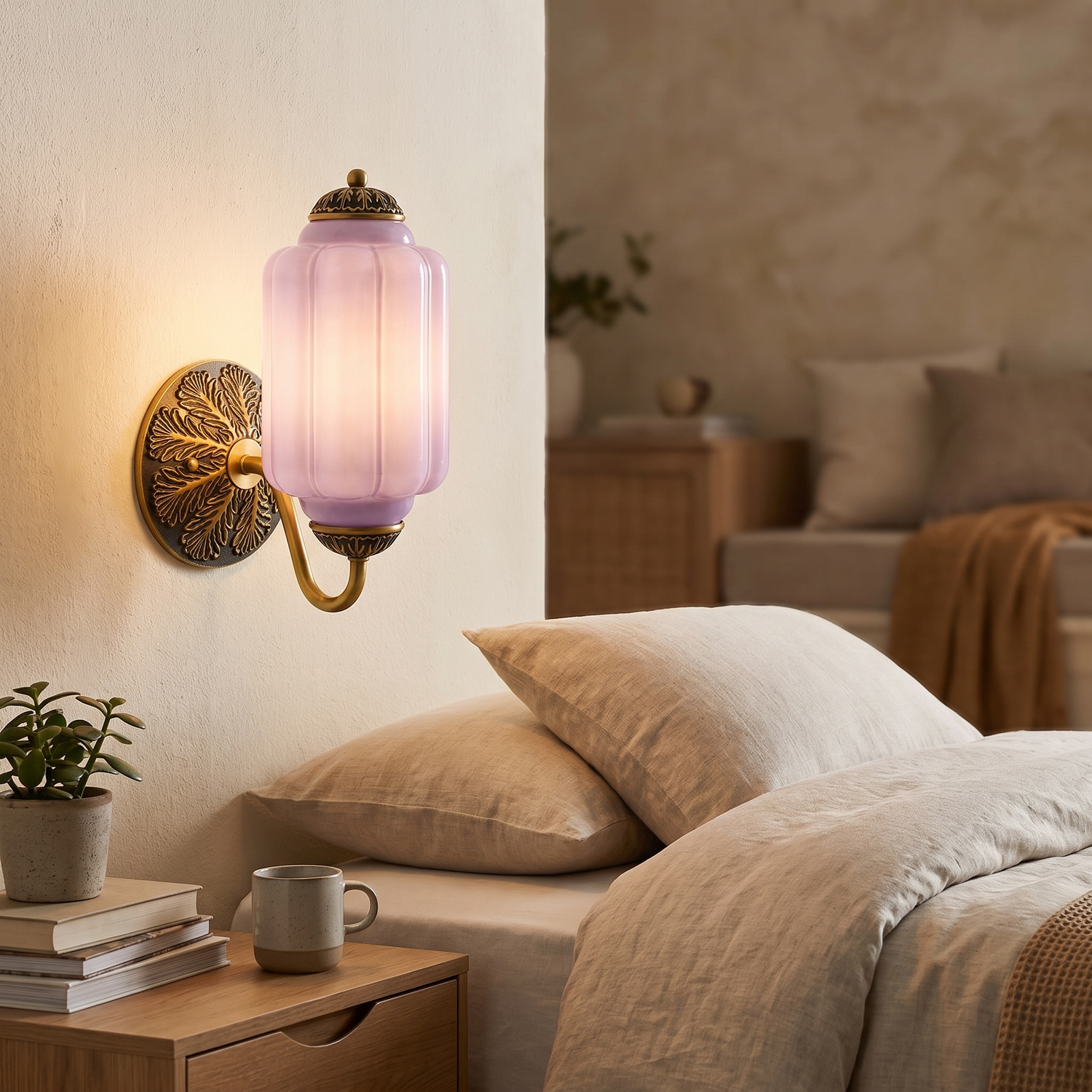 Selene wall sconce - brass + lavender