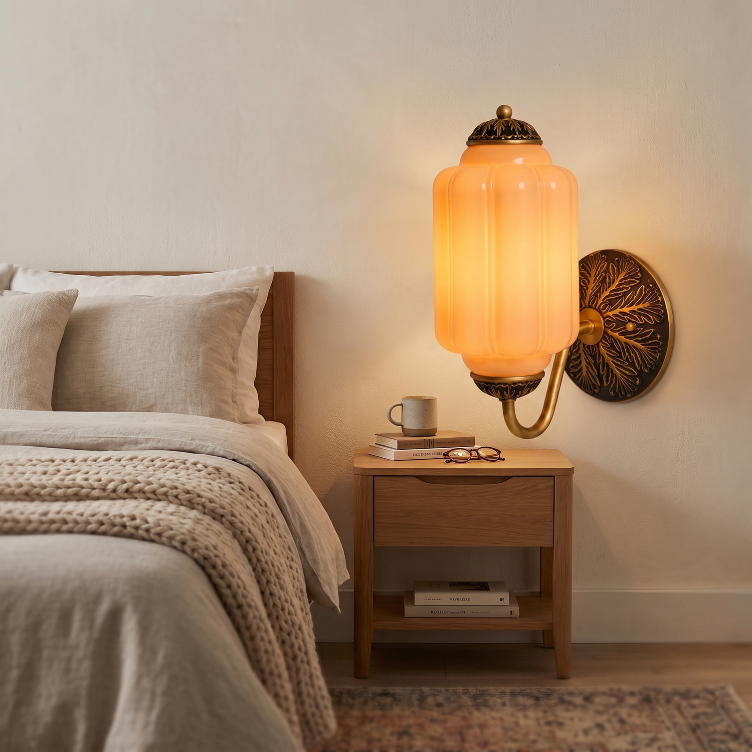 Selene wall sconce - brass + orange