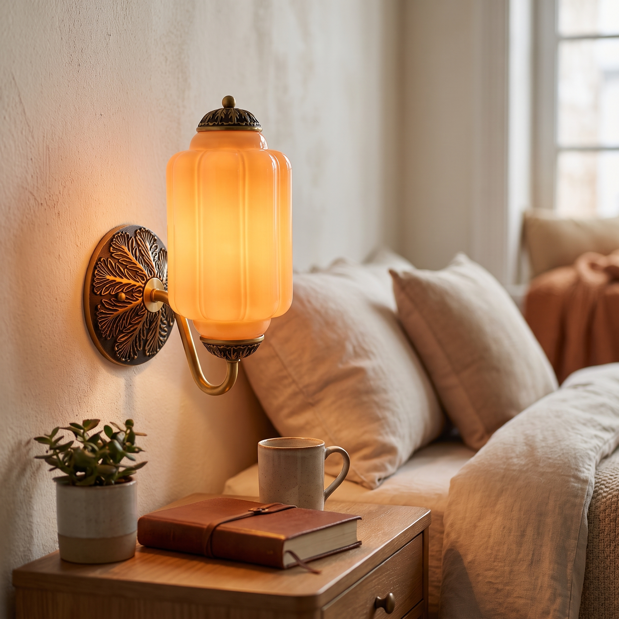 Selene wall sconce - brass + orange