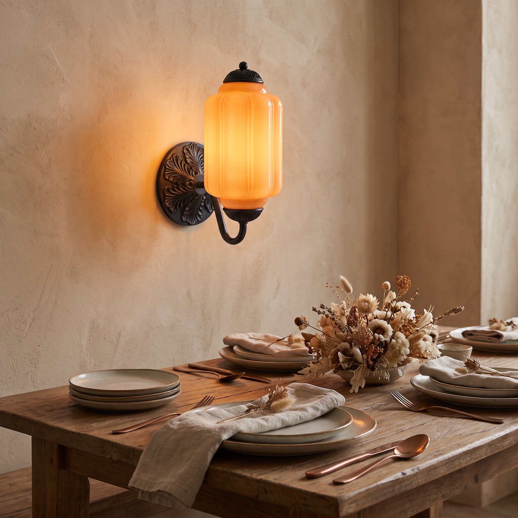 Selene wall sconce - black + orange