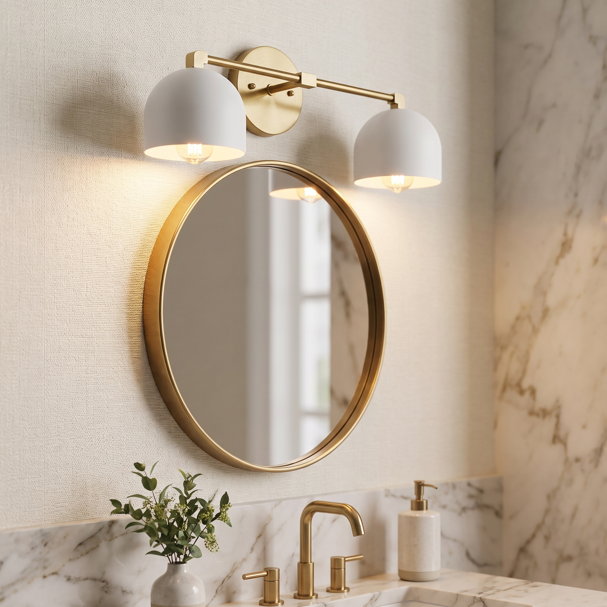 Metio vanity light - white shade / brass