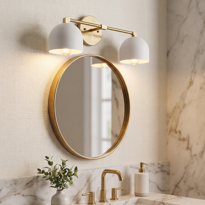 Metio vanity light - white shade / brass