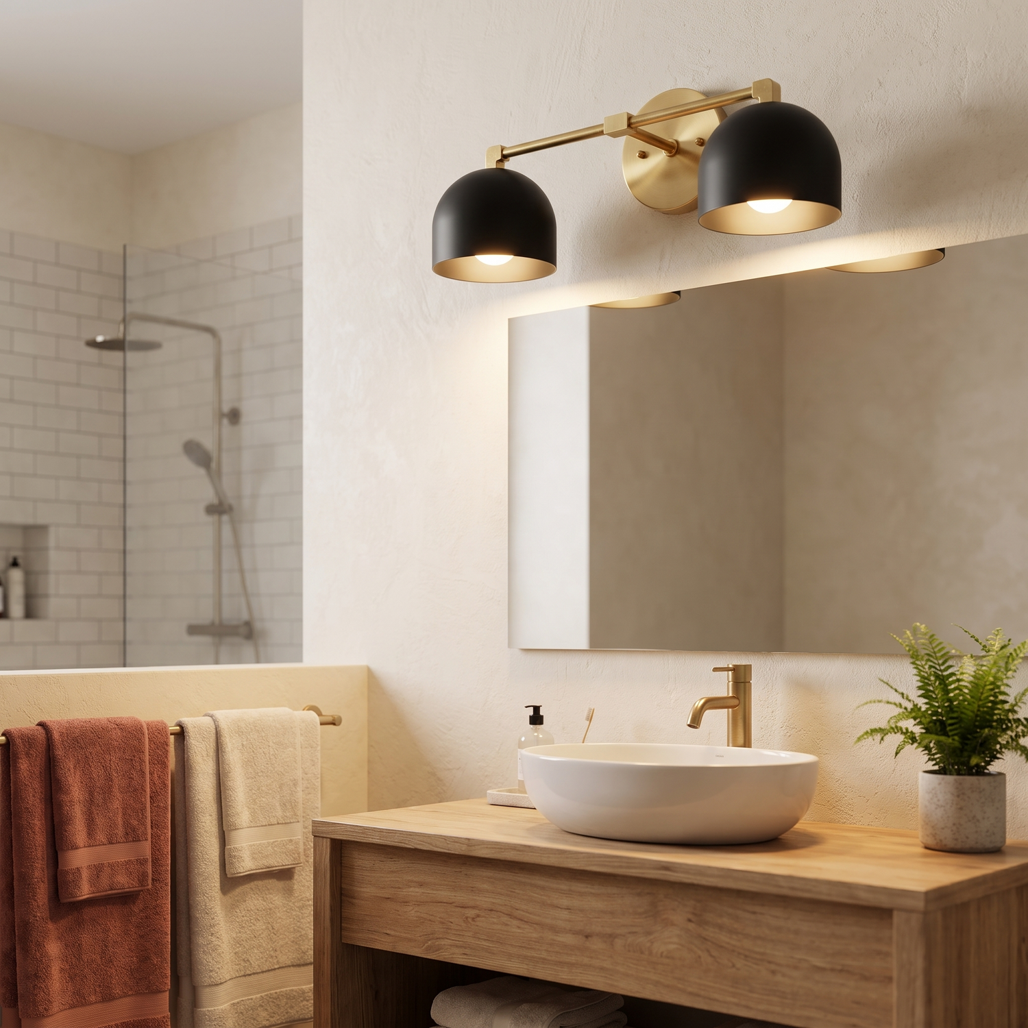 Metio vanity light - black shade / brass