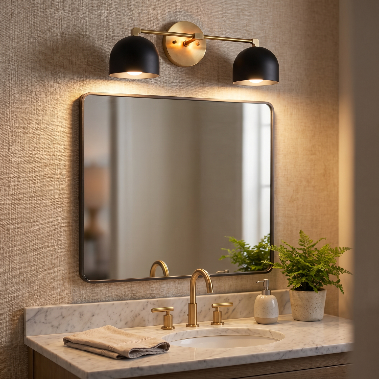 Metio vanity light - black shade / brass