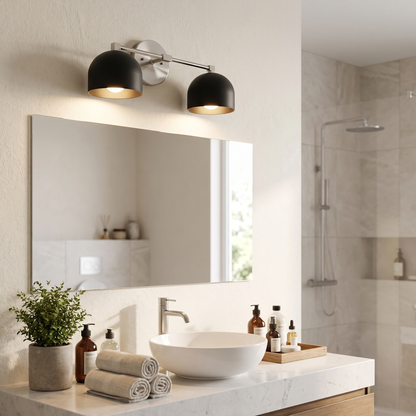 Metio vanity light - black shade / brushed nickel