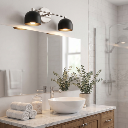Metio vanity light - black shade / brushed nickel