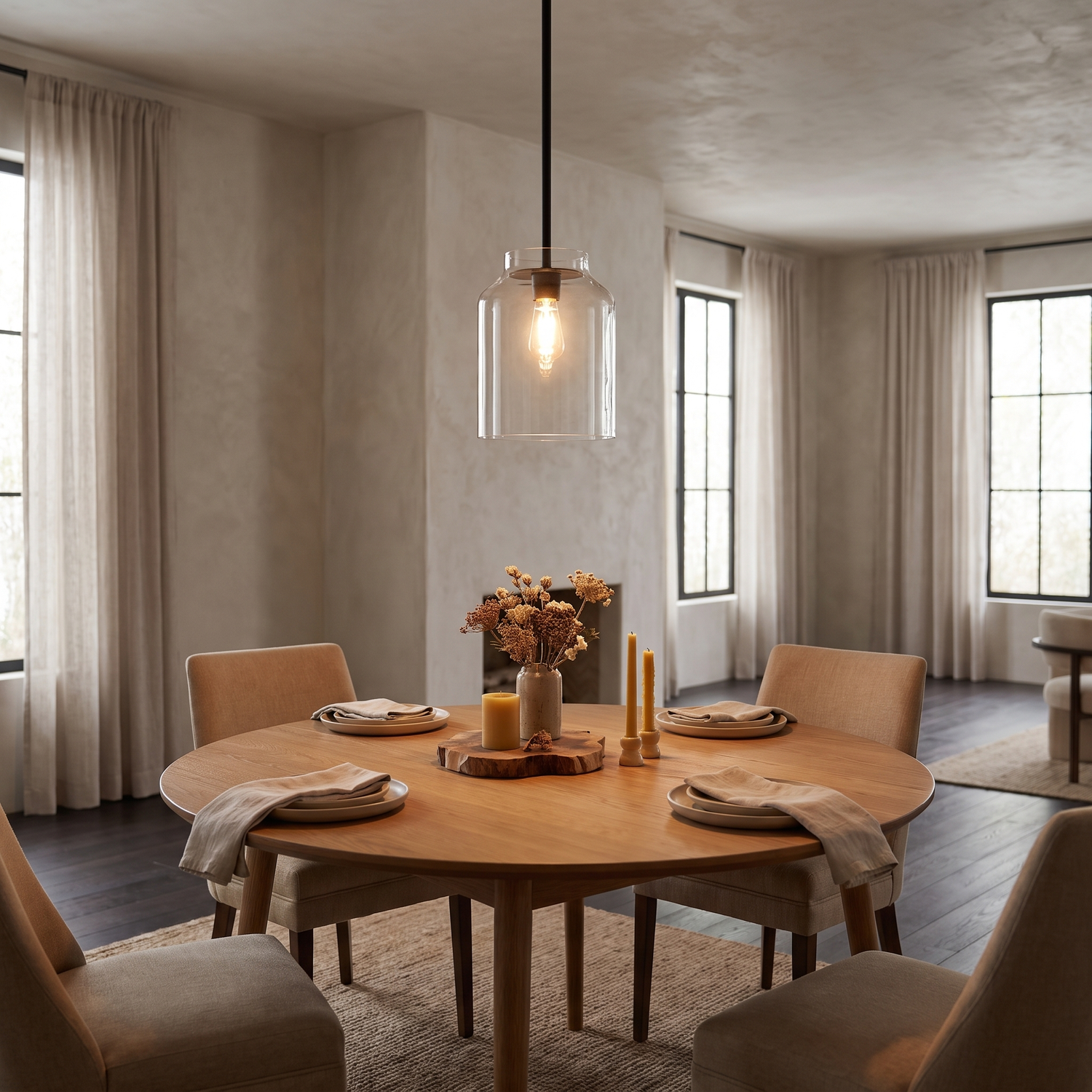 Hanton pendant - Clear Glass / Matte Black