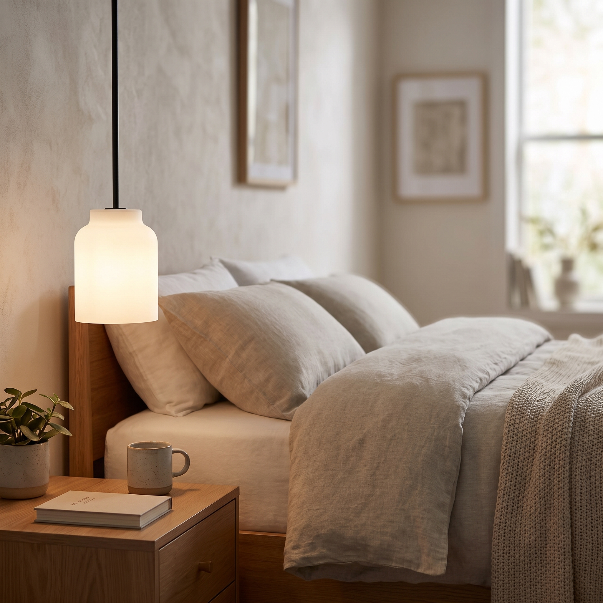 Hanton pendant - Milk Glass / Matte Black