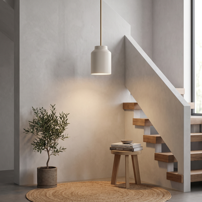 Hanton pendant - Powder Coated Ivory / Antique Brass